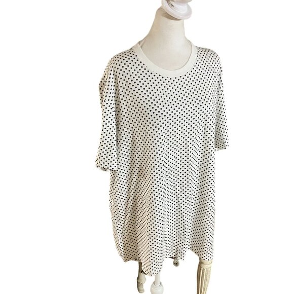NWT Polka Dot Oversized T-Shirt By Fielder In Black & White Size XL - Picture 1 of 3